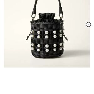 Kate SpadexTarget Black Woven Bucket Bag with Pearl Accents